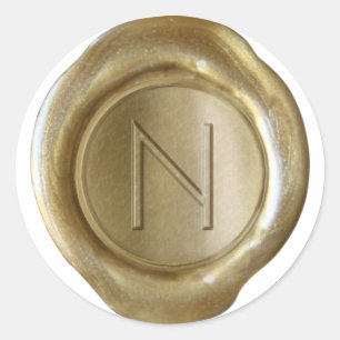 Sticker Rond Monogramme de sceau de cire - Or - ModernSlim N -