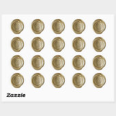 Sticker Rond Monogramme de sceau de cire - Or - Script @ - (Feuille)