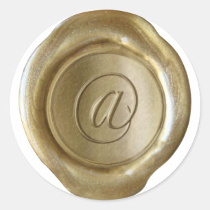 Sticker Rond Monogramme de sceau de cire - Or - Script @ -