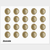 Sticker Rond Monogramme de sceau de cire - Or - Serif & - (Feuille)