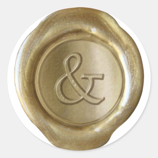Sticker Rond Monogramme de sceau de cire - Or - Serif & - (Devant)
