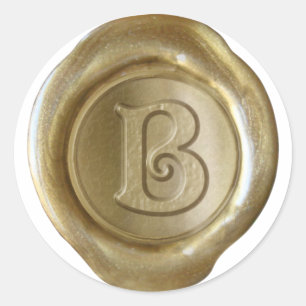 Sticker Rond Monogramme de sceau de cire - Or - Victorien B -