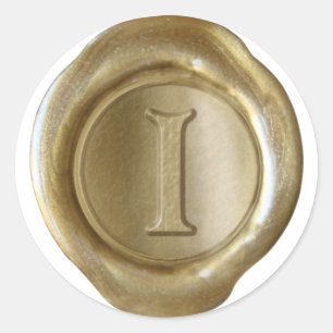 Sticker Rond Monogramme de sceau de cire - Or - Victorien I -