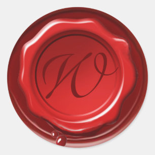 Sticker Rond MONogramme DE SCEAU DE CIRE ROUGE