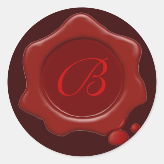 Sticker Rond MONogramme DE SCEAU DE CIRE ROUGE (Devant)