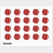 Sticker Rond Monogramme de sceau de cire - Rouge - Bold $ - (Feuille)