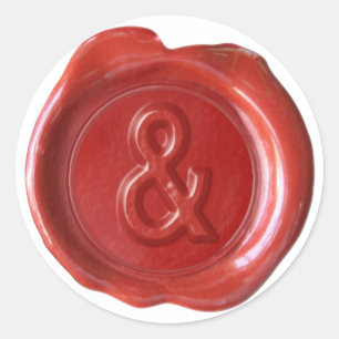Sticker Rond Monogramme de sceau de cire - Rouge - Bold &