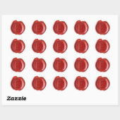 Sticker Rond Monogramme de sceau de cire - Rouge - Bold E - (Feuille)