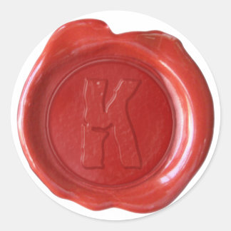 Sticker Rond Monogramme de sceau de cire - Rouge - Boulder K -