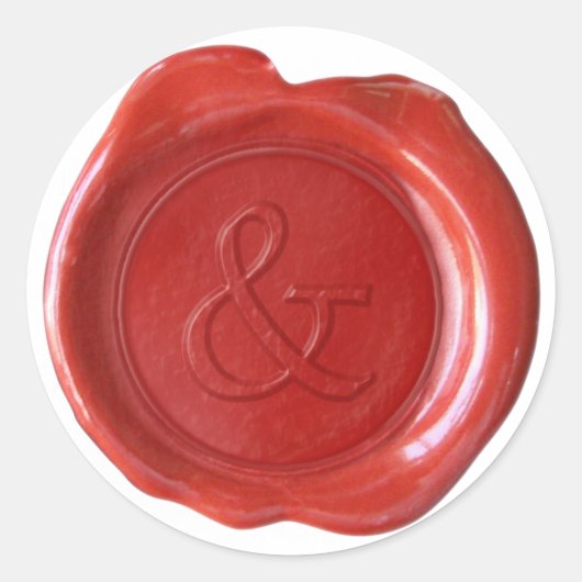 Sticker Rond Monogramme de sceau de cire - Rouge - Serif & - (Devant)