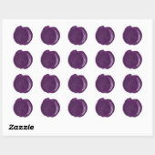 Sticker Rond Monogramme de sceau de cire - Violet profond - Kai (Feuille)