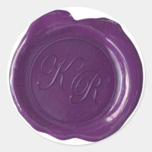 Sticker Rond Monogramme de sceau de cire - Violet profond - Kai (Devant)