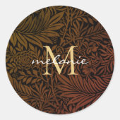 Sticker Rond Monogramme de script floral or orange rouille élég (Devant)