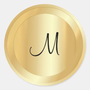 Sticker Rond Monogramme de script manuel personnalisé Modèle