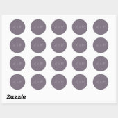 Sticker Rond Monogramme de script minimal Boho Dusty Mariage vi (Feuille)