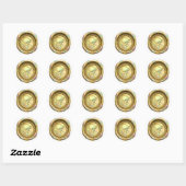 Sticker Rond Monogramme de script or avec toutes les initiales (Feuille)