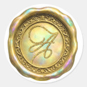 Sticker Rond Monogramme de script or avec toutes les initiales (Devant)