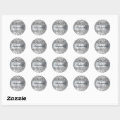Sticker Rond Monogramme de Shimmer Parties scintillant argenté (Feuille)