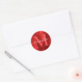 Sticker Rond Monogramme de signature en feuille rouge (Enveloppe)