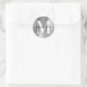 Sticker Rond Monogramme de signature moderne en feuille d'argen (Sac)