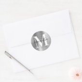 Sticker Rond Monogramme de signature moderne en feuille d'argen (Enveloppe)
