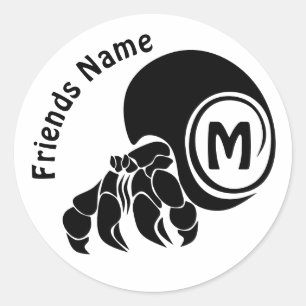 Sticker Rond Monogramme de silhouette du crabe des Hermites