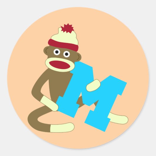 Sticker Rond Monogramme de singe de soie (Devant)