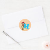 Sticker Rond Monogramme de singe de soie (Enveloppe)