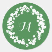 Sticker Rond Monogramme de St patrick de couronne Feuille moder (Devant)