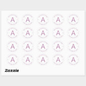 Sticker Rond Monogramme de style de logo moderne | Violet clair (Feuille)