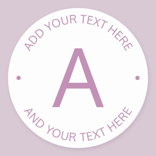 Sticker Rond Monogramme de style de logo moderne | Violet clair