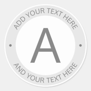 Sticker Rond Monogramme de style logo moderne   Gris et blanc