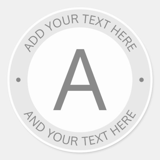 Sticker Rond Monogramme de style logo moderne | Gris et blanc (Devant)
