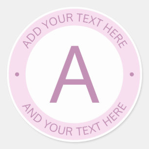 Sticker Rond Monogramme de style logo moderne   Rose violet cla