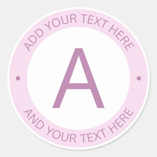 Sticker Rond Monogramme de style logo moderne | Rose violet cla (Devant)
