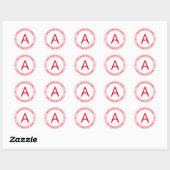 Sticker Rond Monogramme de style logo moderne | Rouge (Feuille)