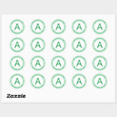 Sticker Rond Monogramme de style logo moderne | Vert et blanc (Feuille)