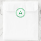 Sticker Rond Monogramme de style logo moderne | Vert et blanc (Sac)
