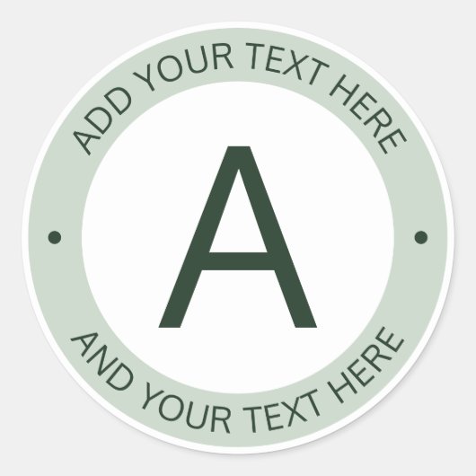 Sticker Rond Monogramme de style logo moderne | Vert et blanc (Devant)