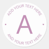 Sticker Rond Monogramme de style logo moderne | Violet clair (Devant)