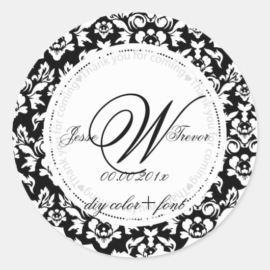 Sticker Rond Monogramme de style napperon diy PixDezines (Devant)