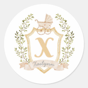 Sticker Rond Monogramme de transport de bébé X   Neutre
