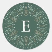 Sticker Rond Monogramme de vacances de la couronne botanique (Devant)