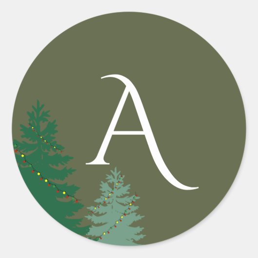 Sticker Rond Monogramme de vacances de saison enchâssée (Devant)