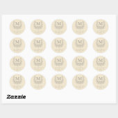 Sticker Rond Monogramme de vacances rustique moderne Champagne (Feuille)