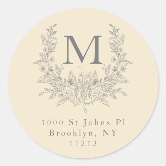 Sticker Rond Monogramme de vacances rustique moderne Champagne (Devant)