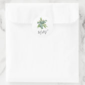 Sticker Rond Monogramme de verdure à l'aquarelle simple (Sac)