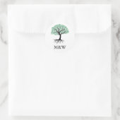 Sticker Rond Monogramme de verdure à l'aquarelle simple Rond cl (Sac)
