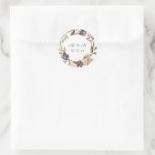 Sticker Rond Monogramme de verdure d'automne rustique (Sac)