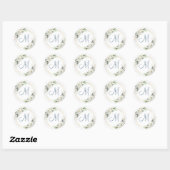 Sticker Rond Monogramme de verdure florale bleue poussiéreuse é (Feuille)